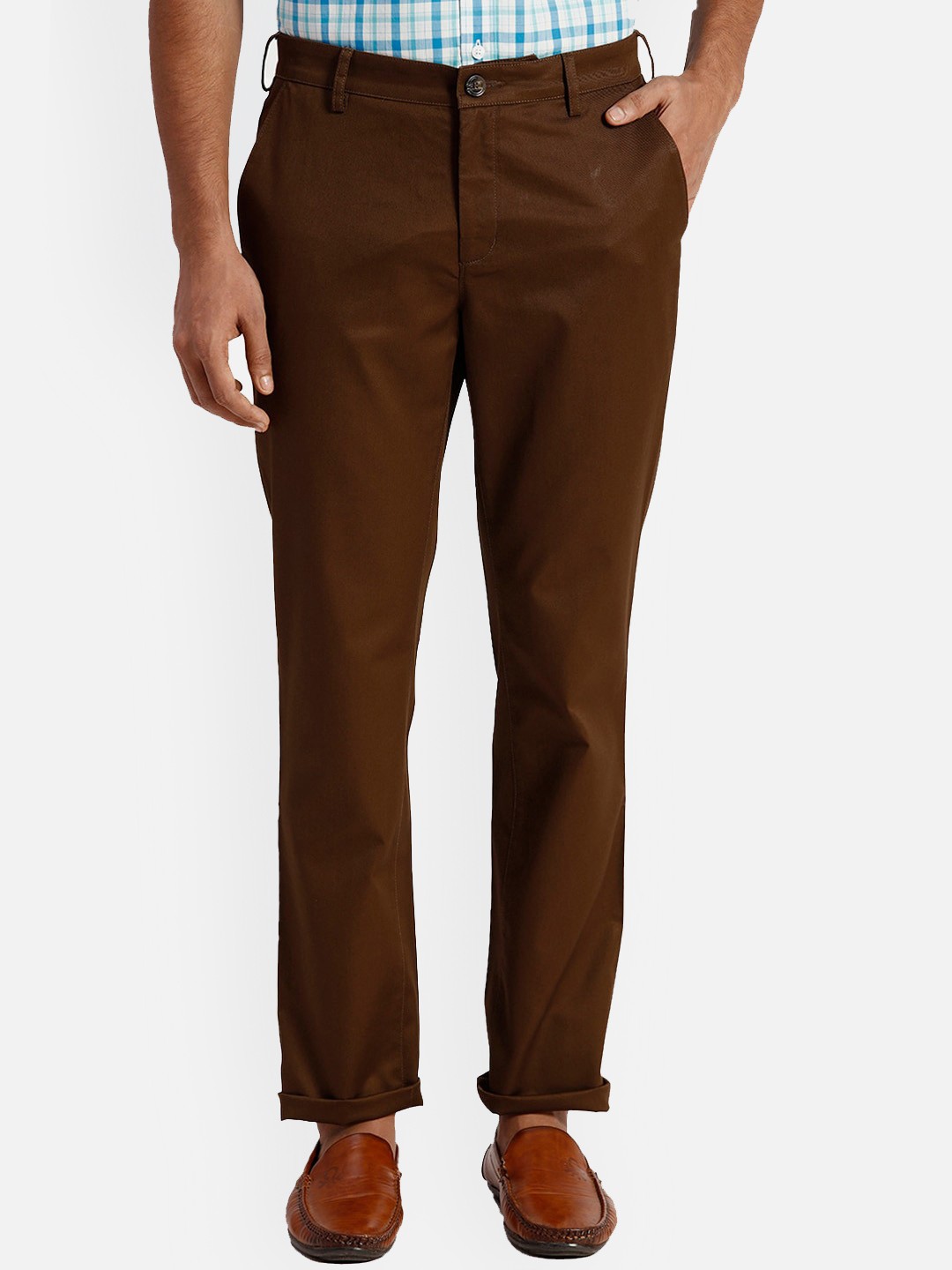 

ColorPlus Men Slim Fit Regular Trousers, Brown
