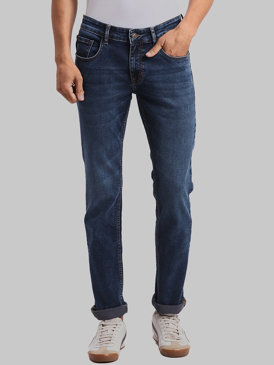 

ColorPlus Men Tapered Fit Clean Look Heavy Fade Whiskers Jeans, Blue