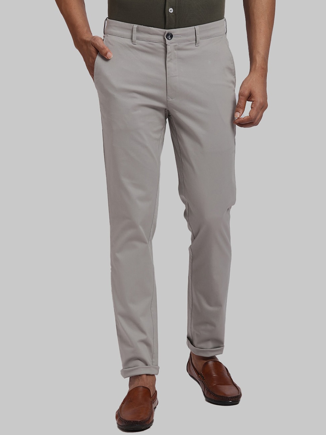 

ColorPlus Men Slim Fit Regular Trousers, Grey