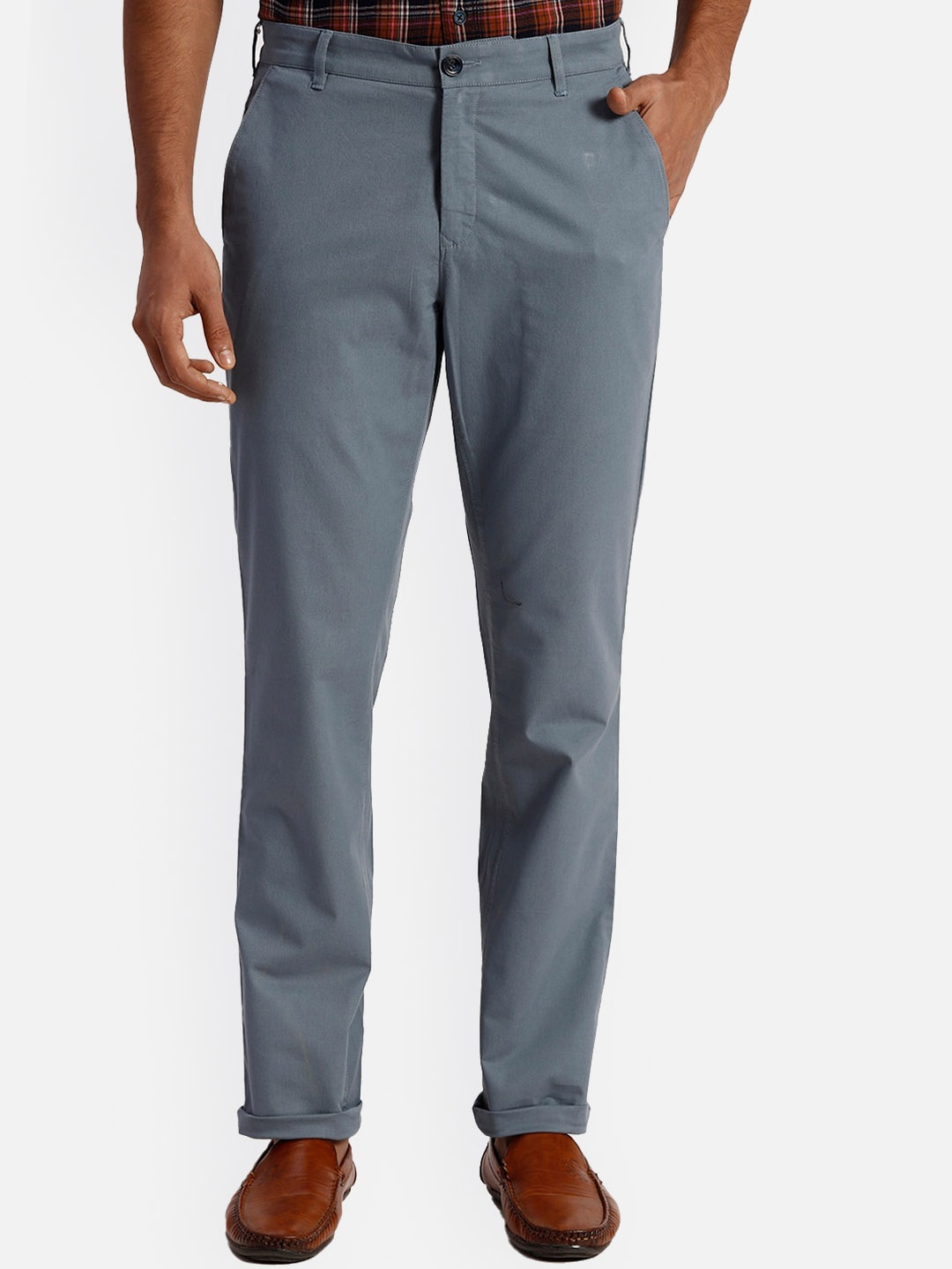 

ColorPlus Men Slim Fit Cotton Chinos Trouser, Grey