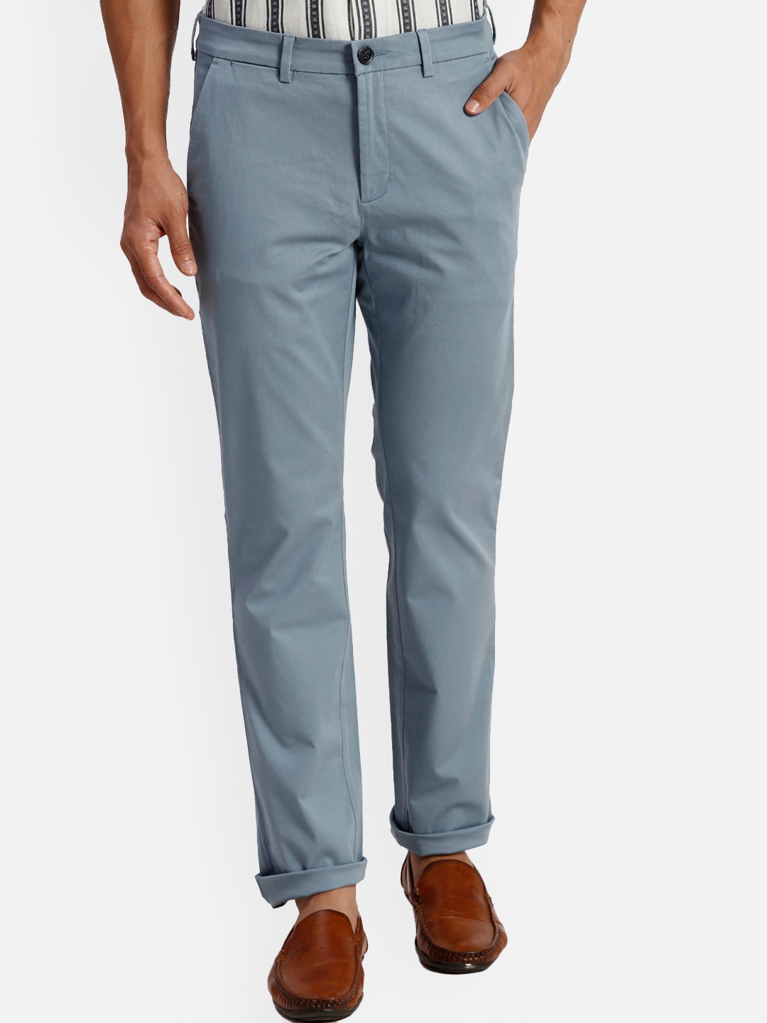 ColorPlus Men Slim Fit Casual Trouser, Blue