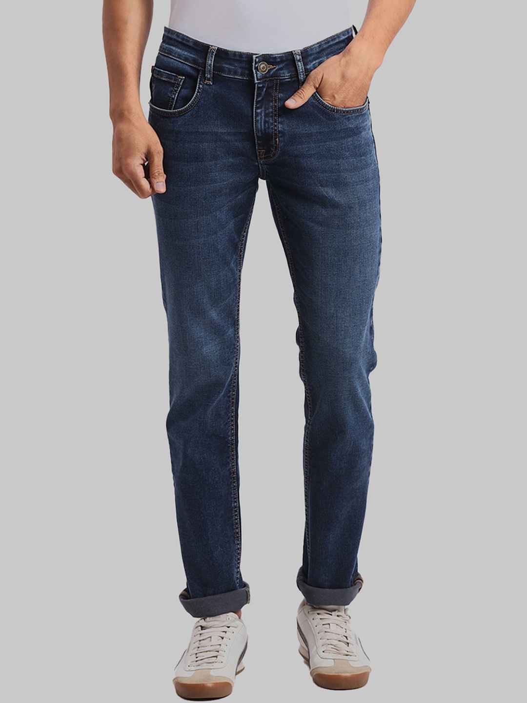 ColorPlus Men Tapered Fit Light Fade Jeans, Blue