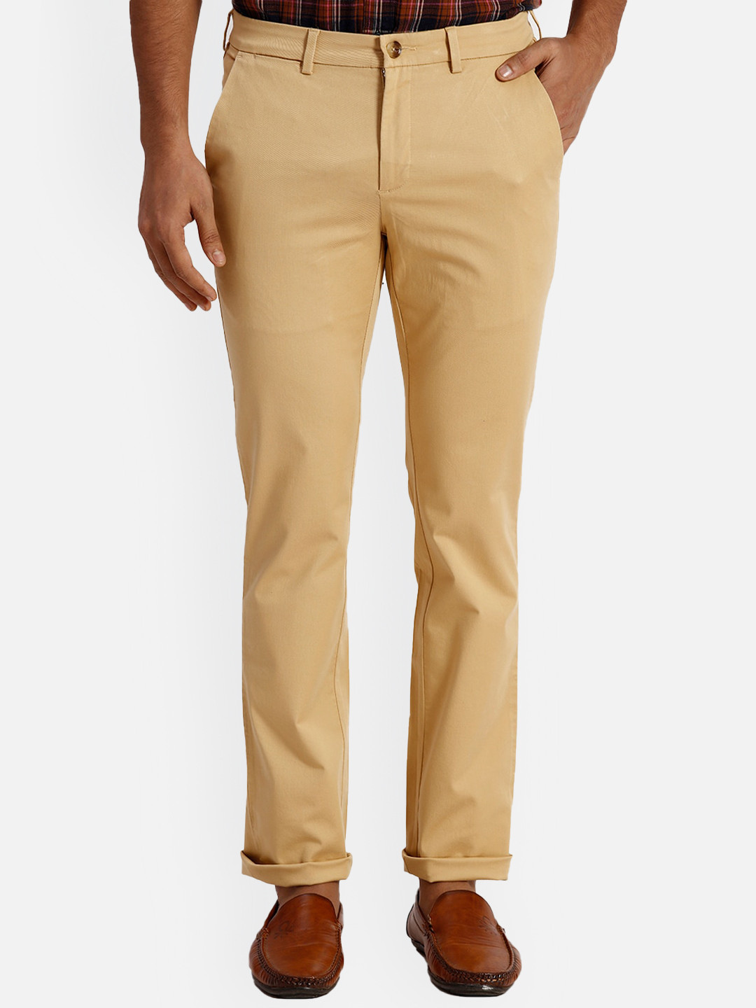 

ColorPlus Men Cotton Slim Fit Trousers, Brown