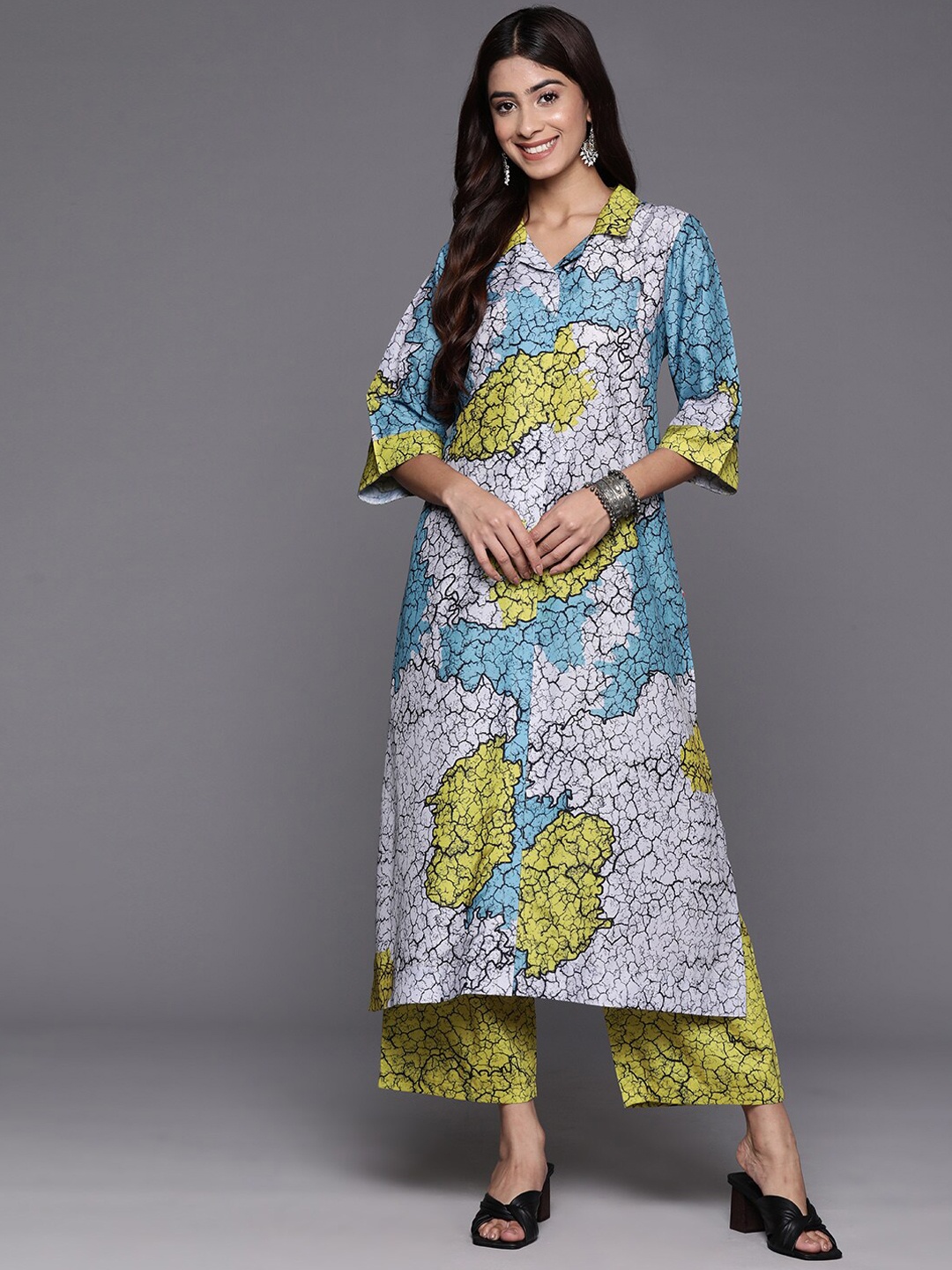 

KALINI Printed Regular Kurta with Palazzos, Blue