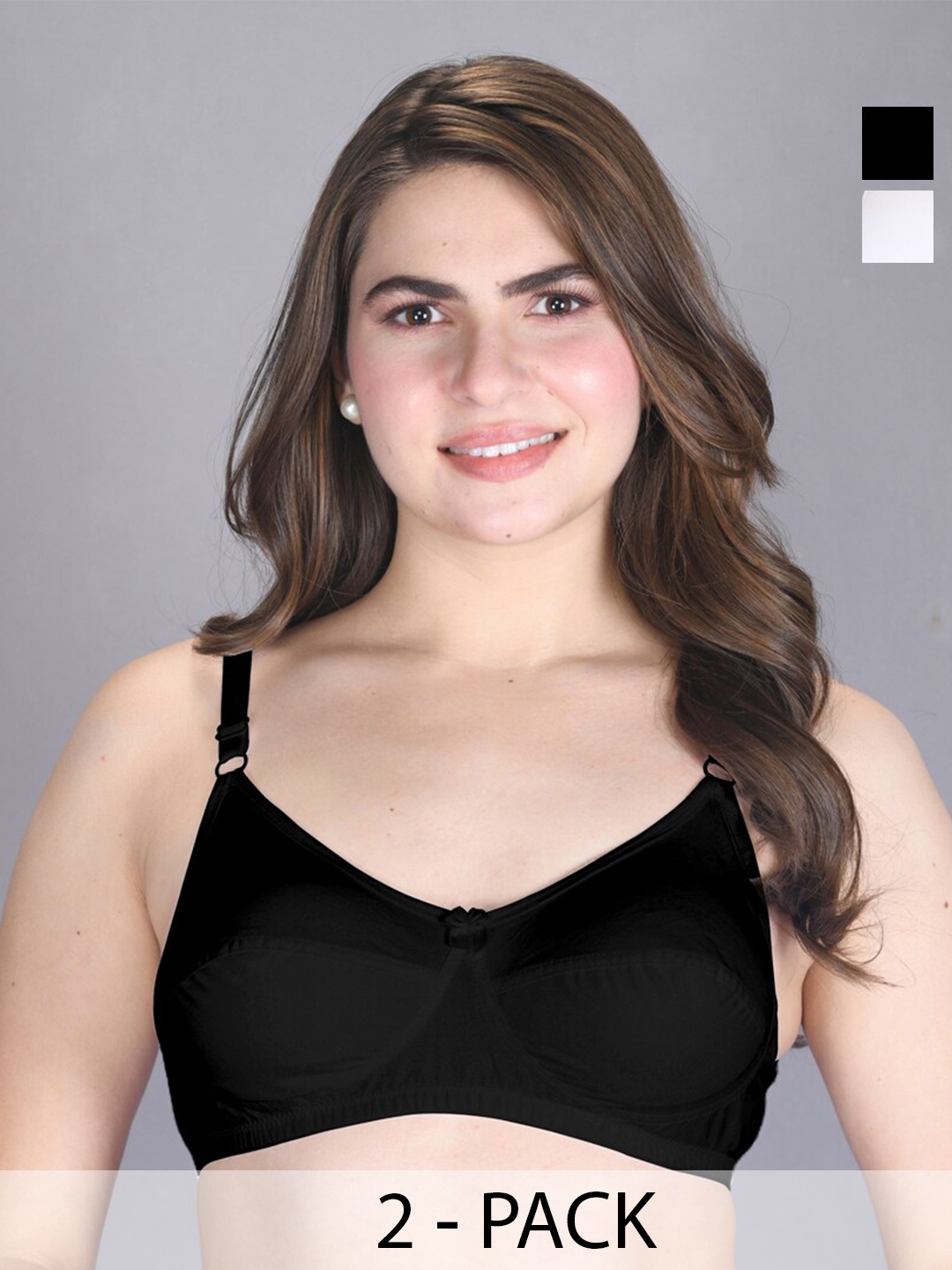 

LUX VENUS Pack Of 2 Full Coverage Cotton Bra, Black