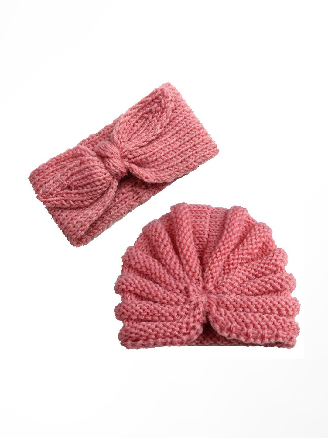 

SYGA Kids Pack of 2 Woollen Beanie With RABIT Ears Warm Headband, Pink