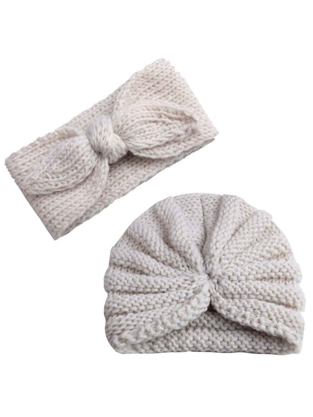 

SYGA Kids Self Design Woollen Beanie Cap & Warm Headband, Beige