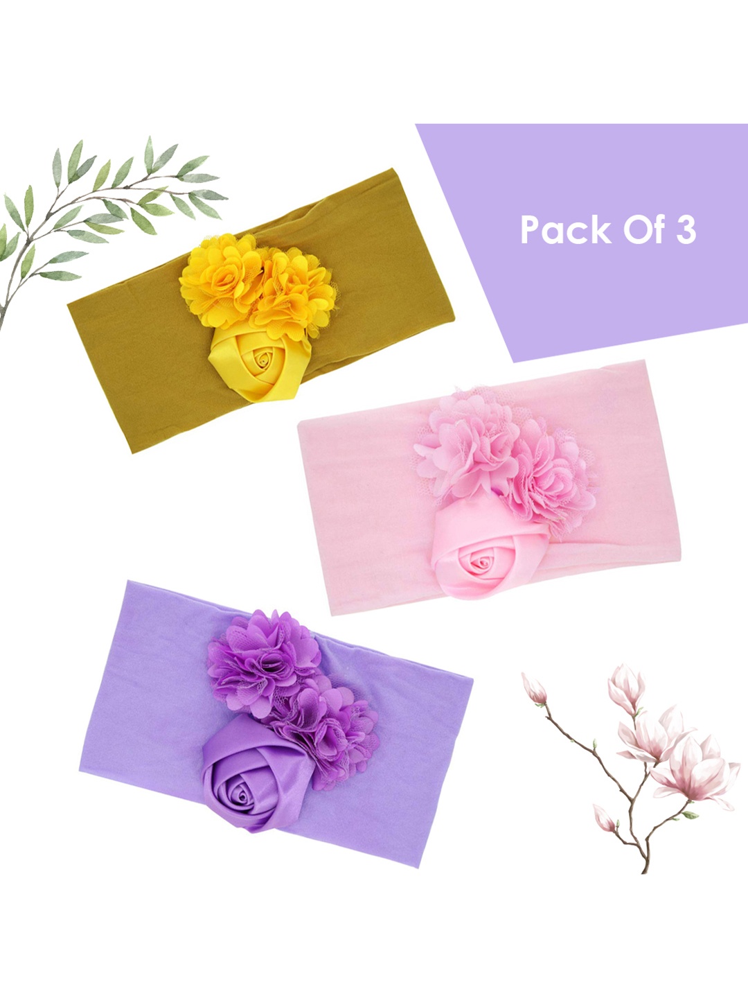 

SYGA Infant Kids Pack Of 3 Bandana Headband, Yellow