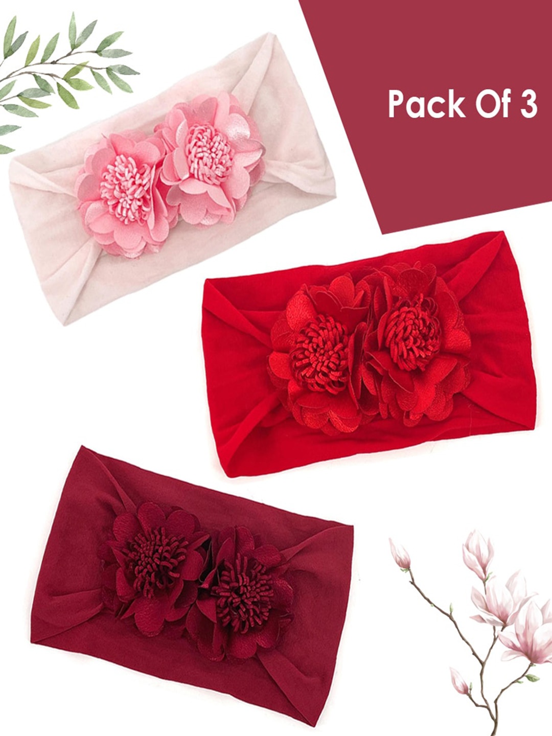 

SYGA Infants Girls Set Of 3 Hairbands, Pink