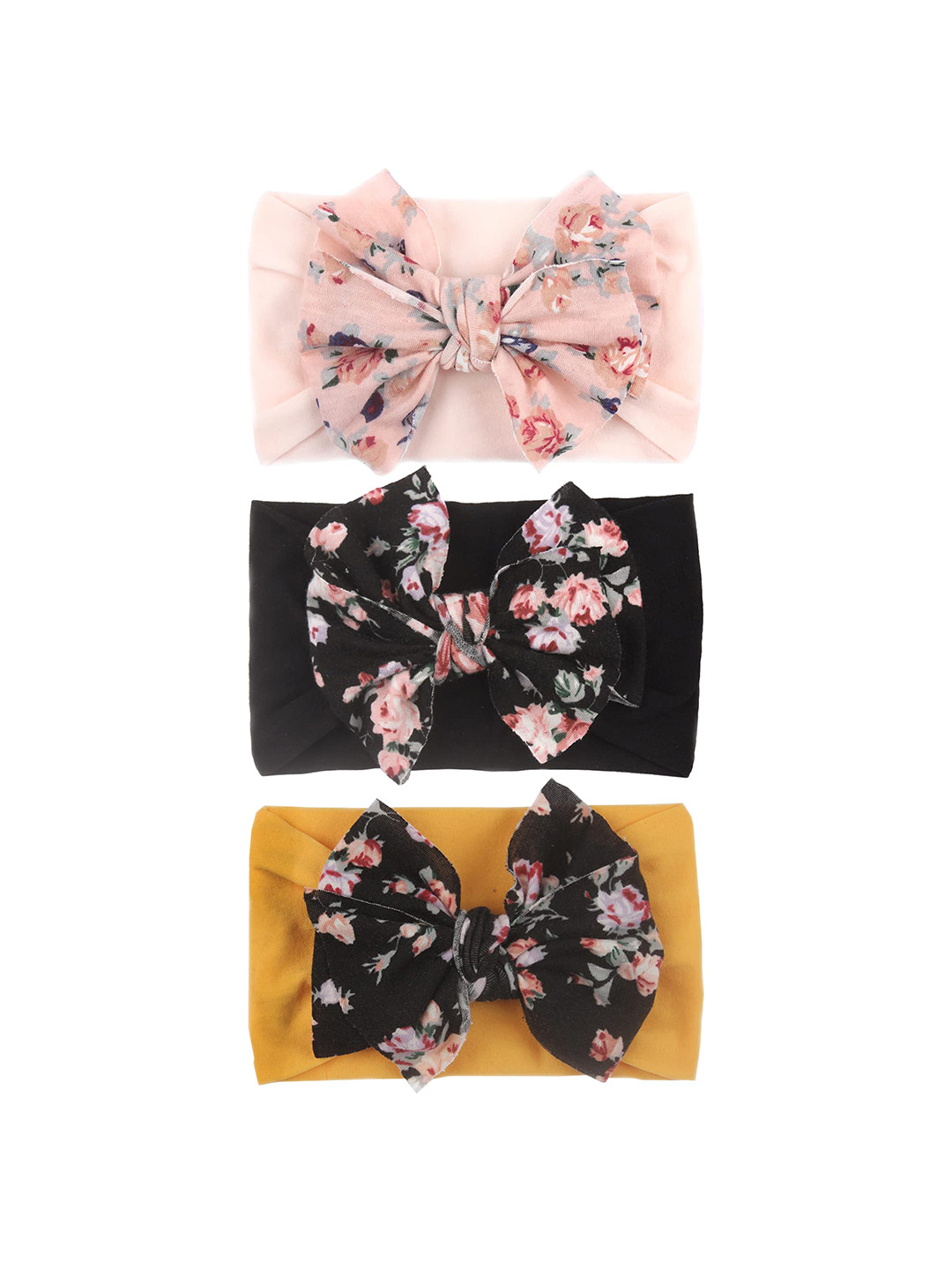 

SYGA Girls Set Of 3 Printed Lightweight Stretchable Headband, Black