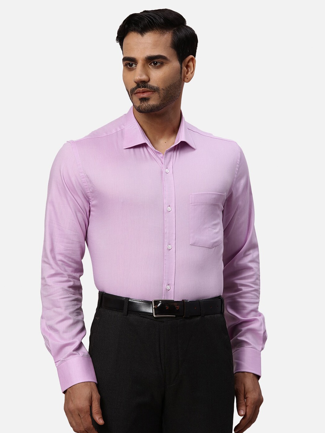 

Park Avenue Spread Collar Long Sleeves Regular Fit Cotton Formal Shirt, Violet