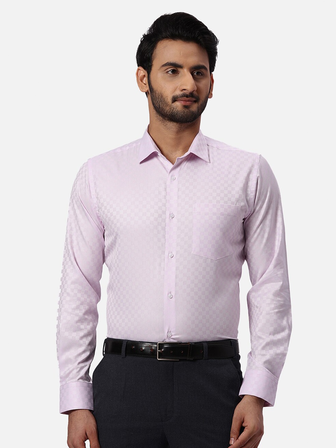 

Park Avenue Spread Collar long Sleeves Slim Fit Cotton Formal Shirt, Violet