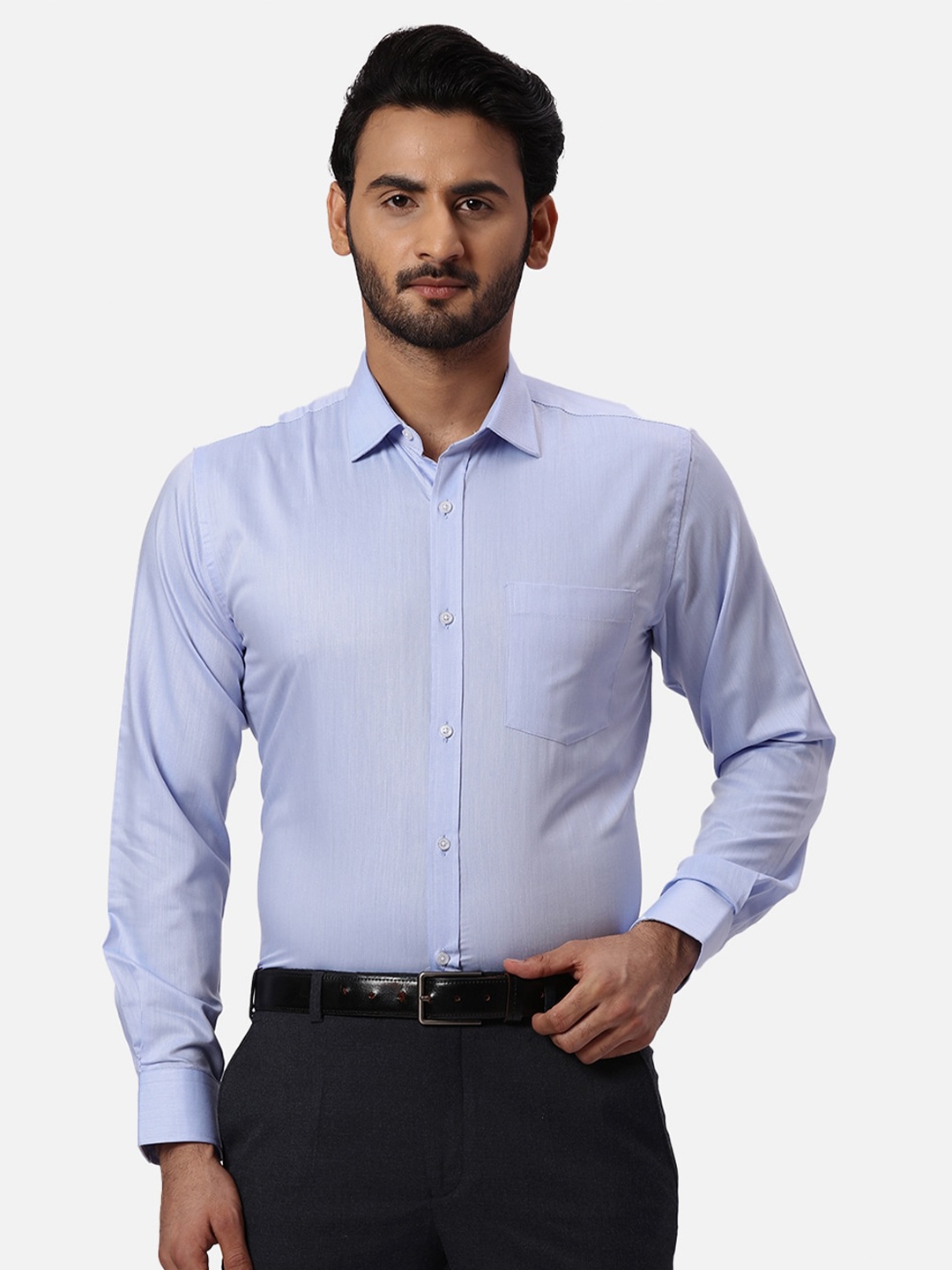 

Park Avenue Spread Collar Slim Fit Formal Shirt, Blue