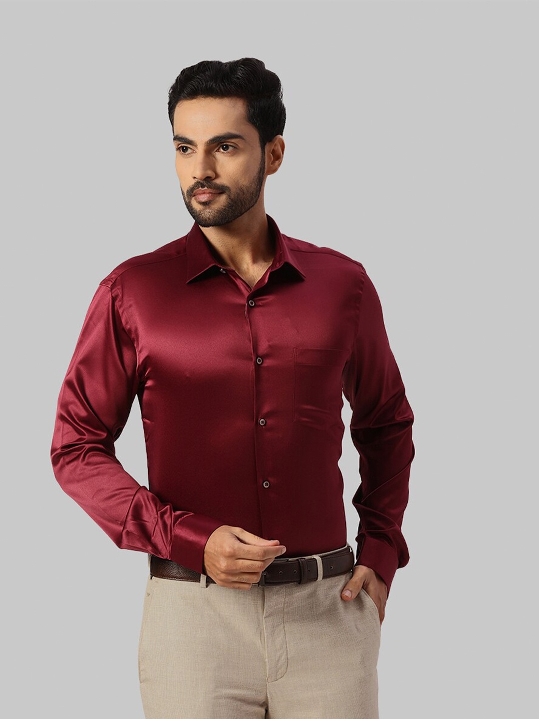 

Park Avenue Spread Collar Slim Fit Formal Shirt, Maroon