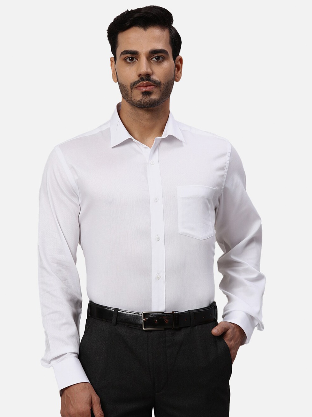 

Park Avenue Cotton Spread Collar Curved Formal Shirt, White
