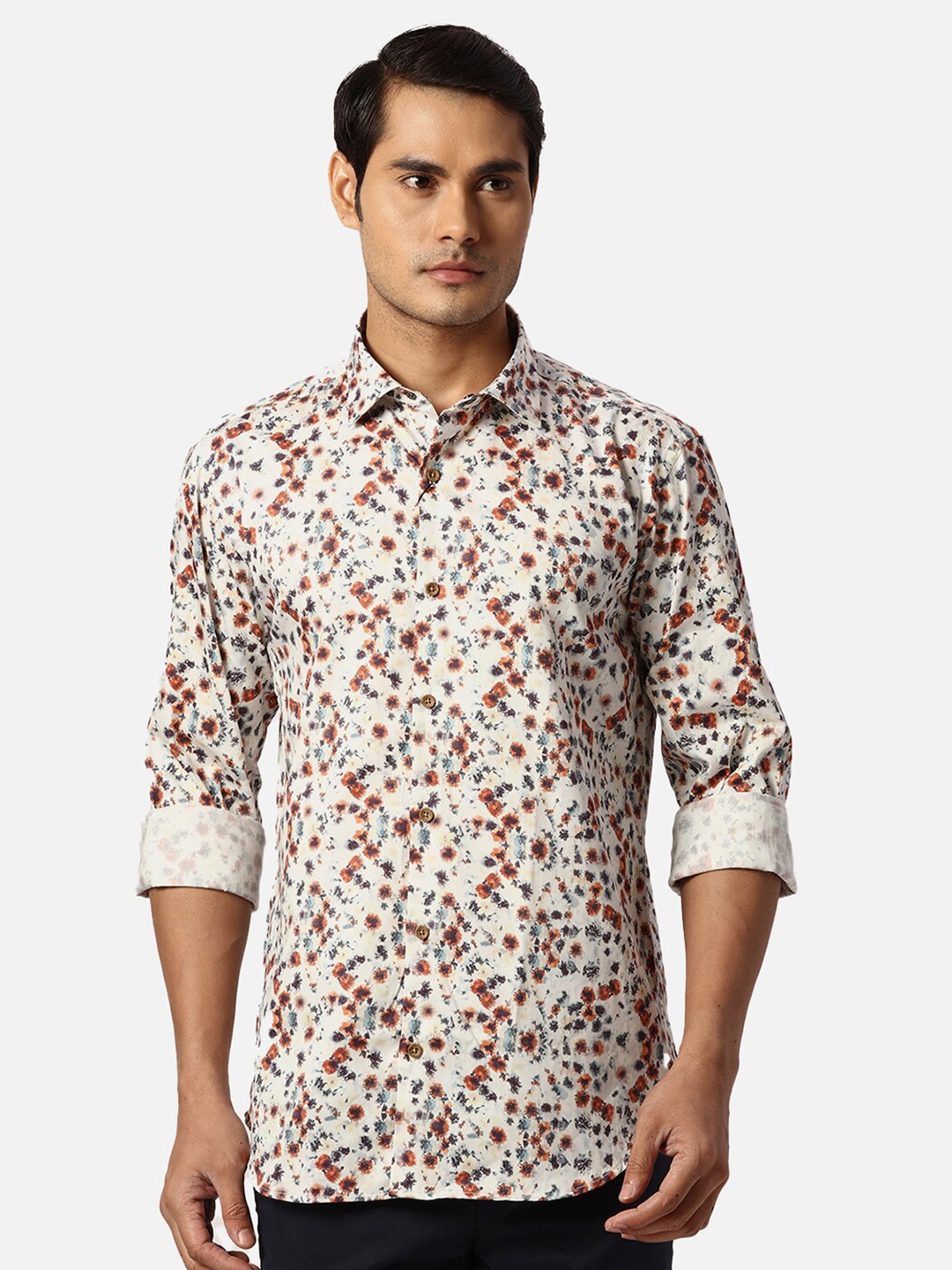 

Park Avenue Abstract Printed Cotton Spread Collar Slim Fit Casual Shirt, Grey