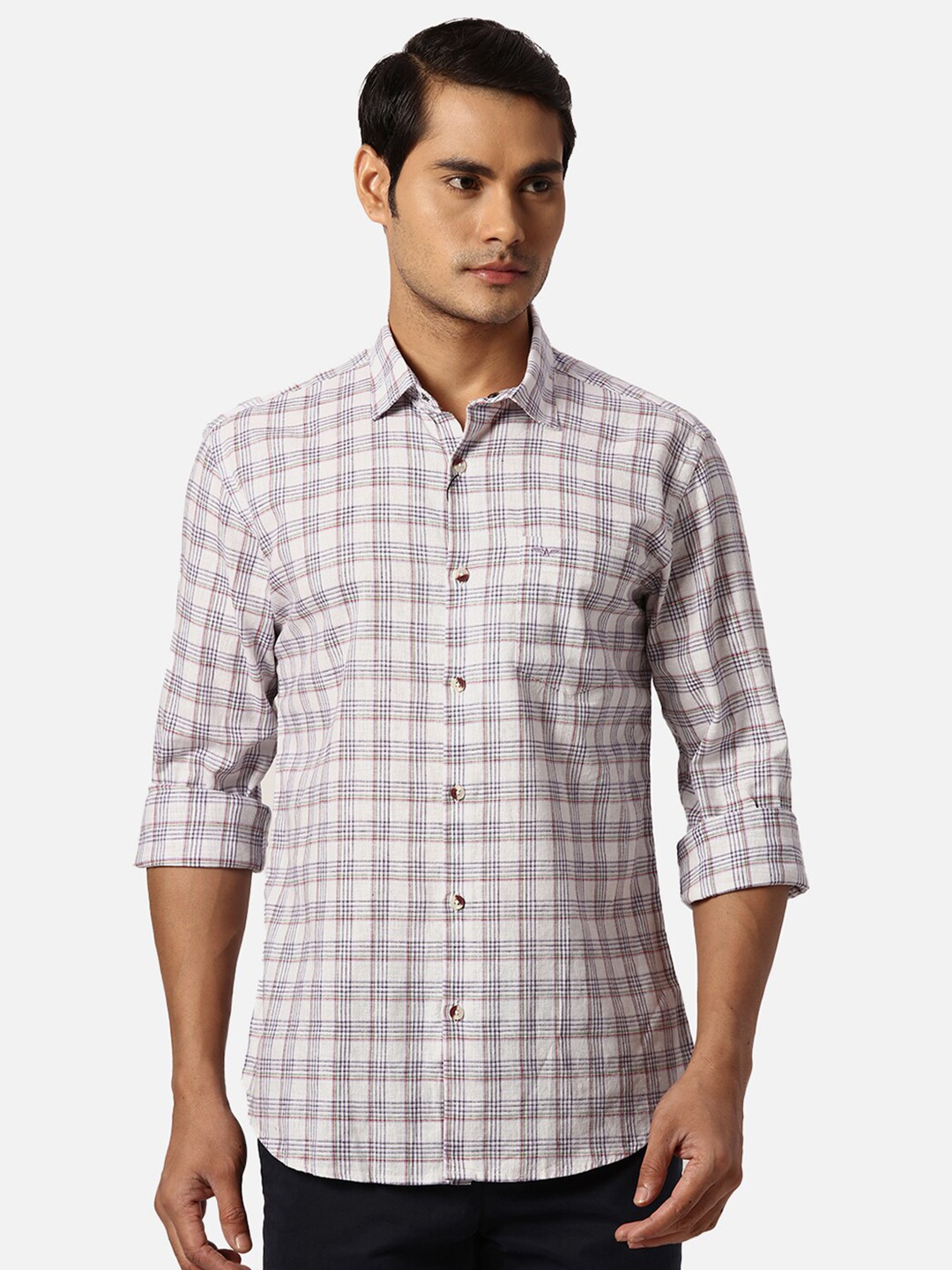 

Park Avenue Slim Fit Linen Checked Casual Shirt, Violet