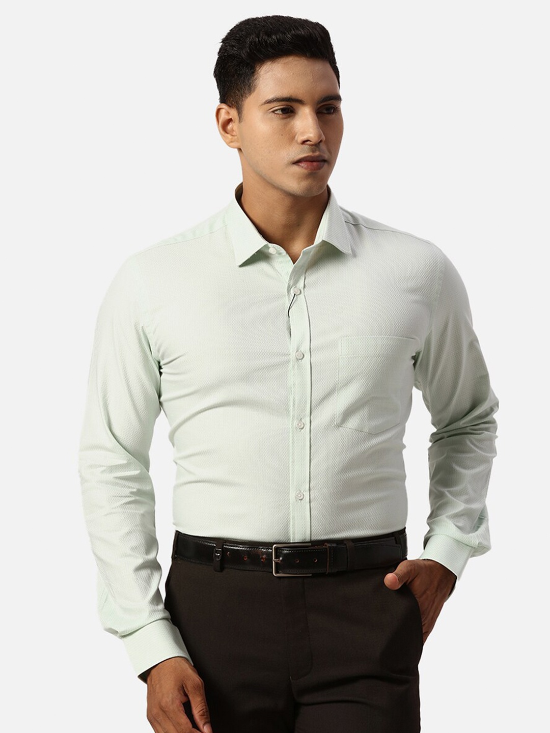 

Park Avenue Slim Fit Cotton Formal Shirt, Green