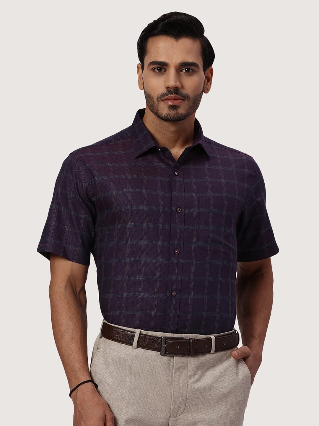 

Park Avenue Checked Cotton Formal Shirt, Violet