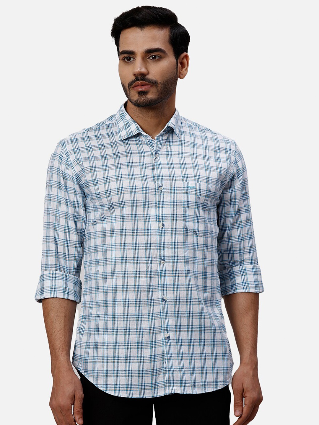 

Park Avenue Slim Fit Checked Casual Shirt, Blue