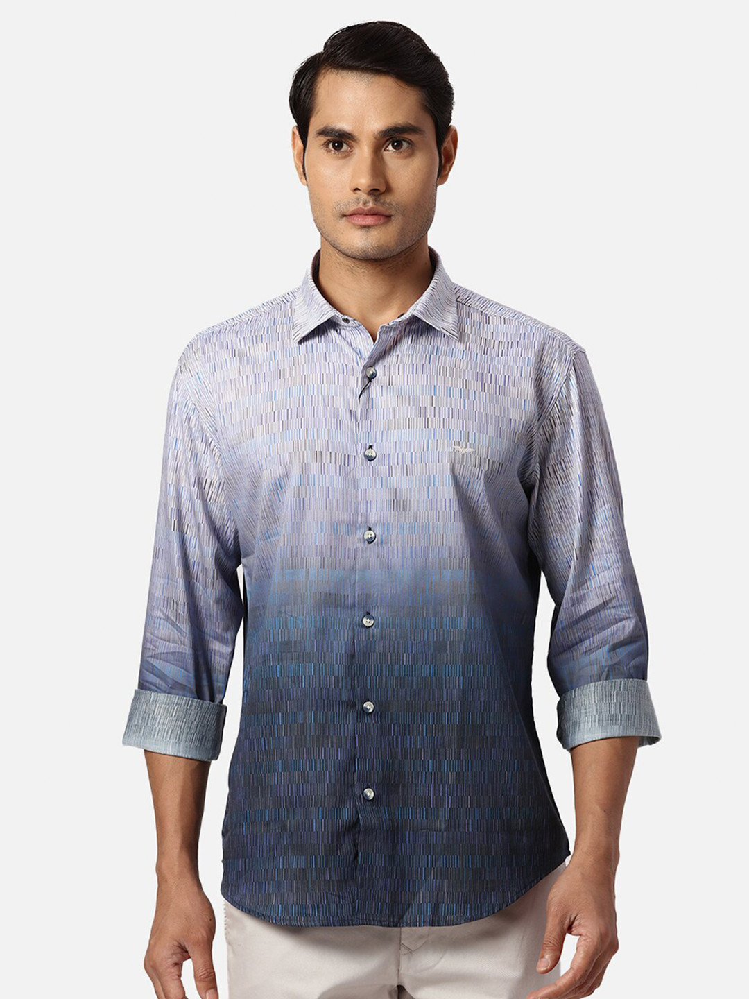 

Park Avenue Abstract Printed Spread Collar Slim Fit Opaque Cotton Casual Shirt, Blue