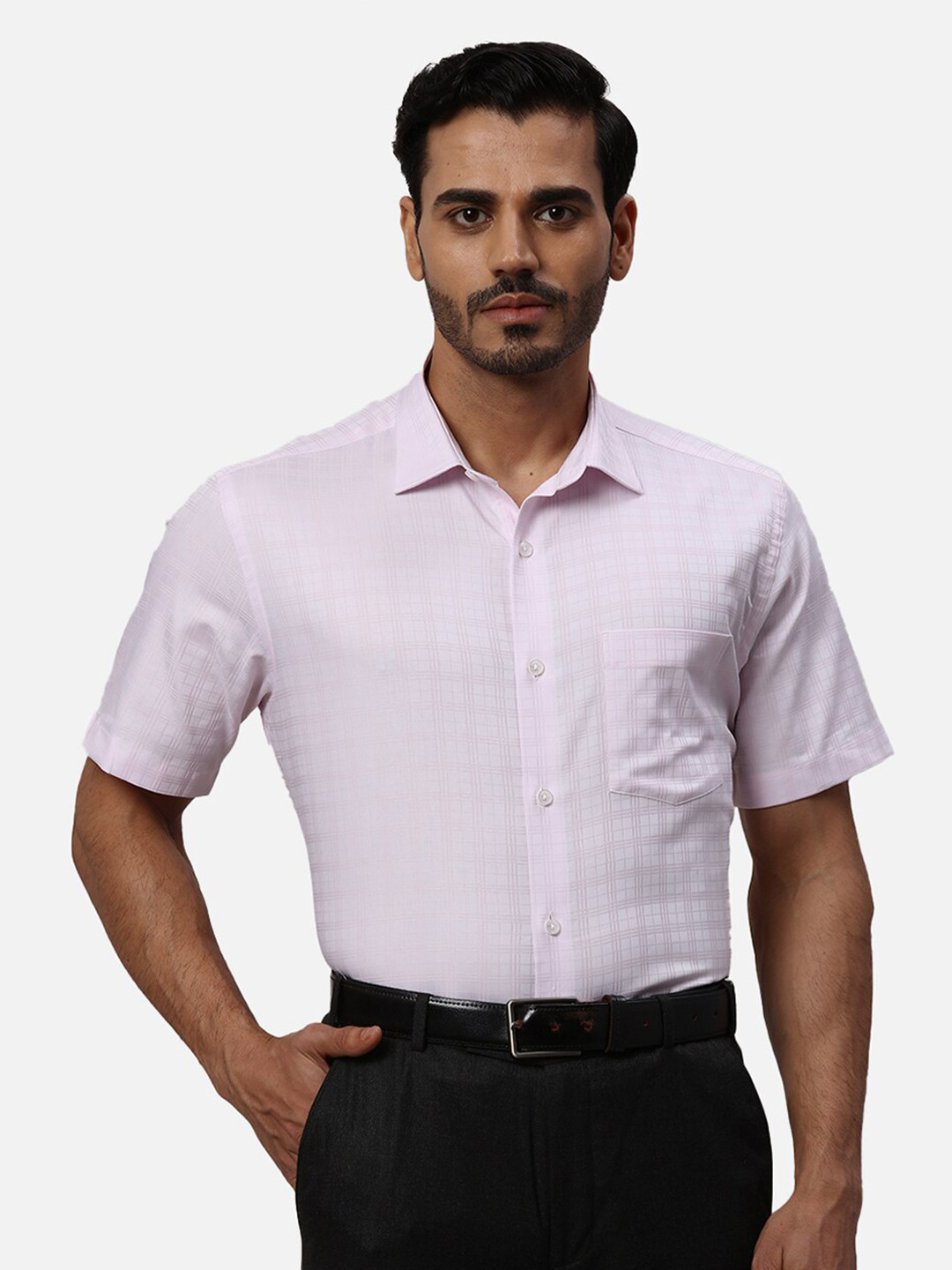 

Park Avenue Opaque Striped Cotton Formal Shirt, Red