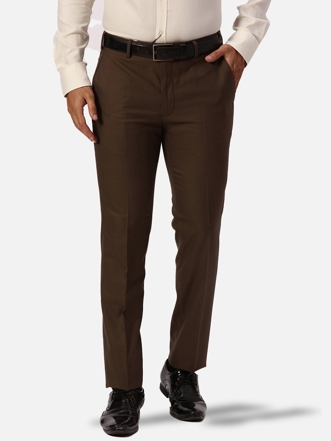 

Park Avenue Men Mid-Rise Slim Fit Formal Trousers, Brown