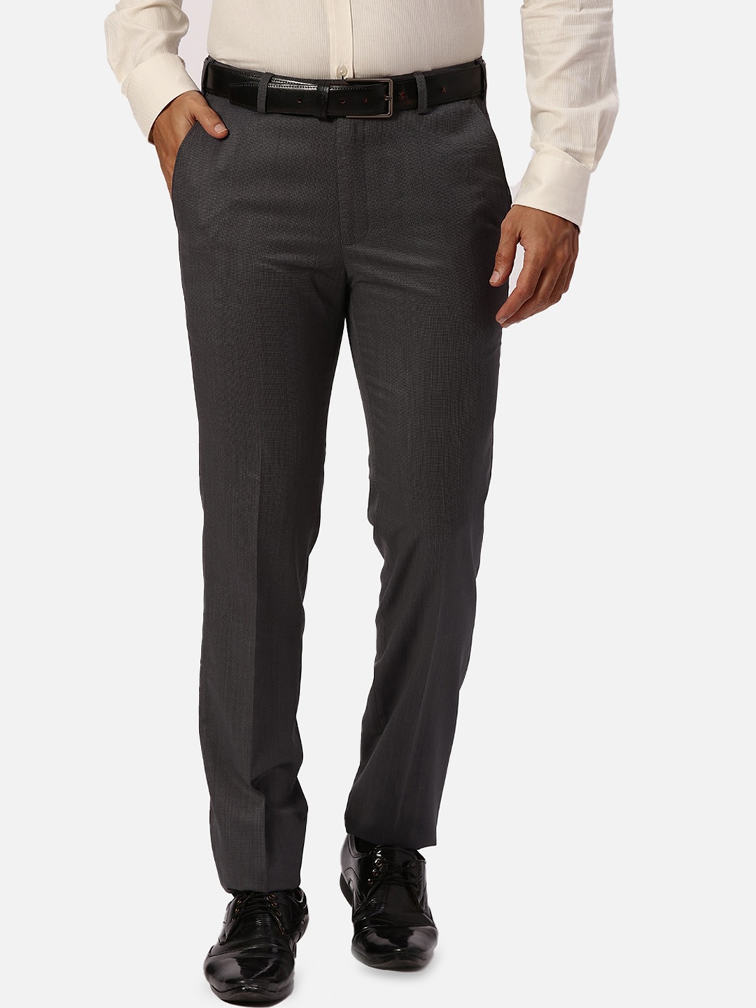 

Park Avenue Men Self Design Slim Fit Mid-Rise Formal Trouser, Grey