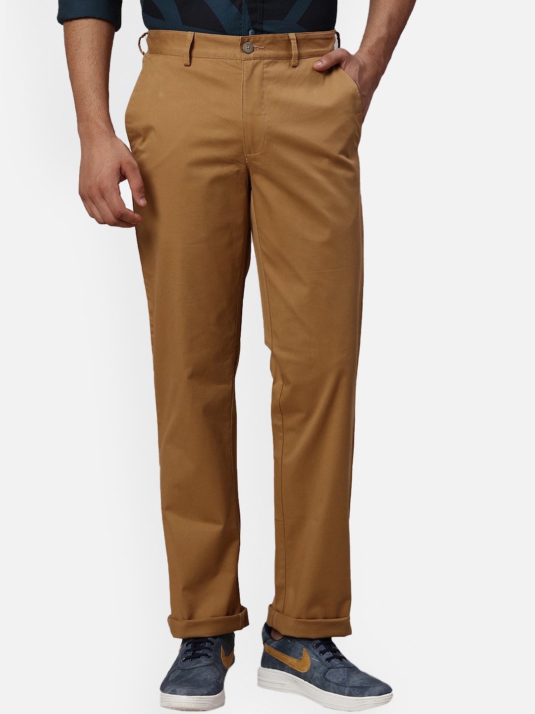 

Park Avenue Men Slim Fit Mid-Rise Chinos Formal Trousers, Brown