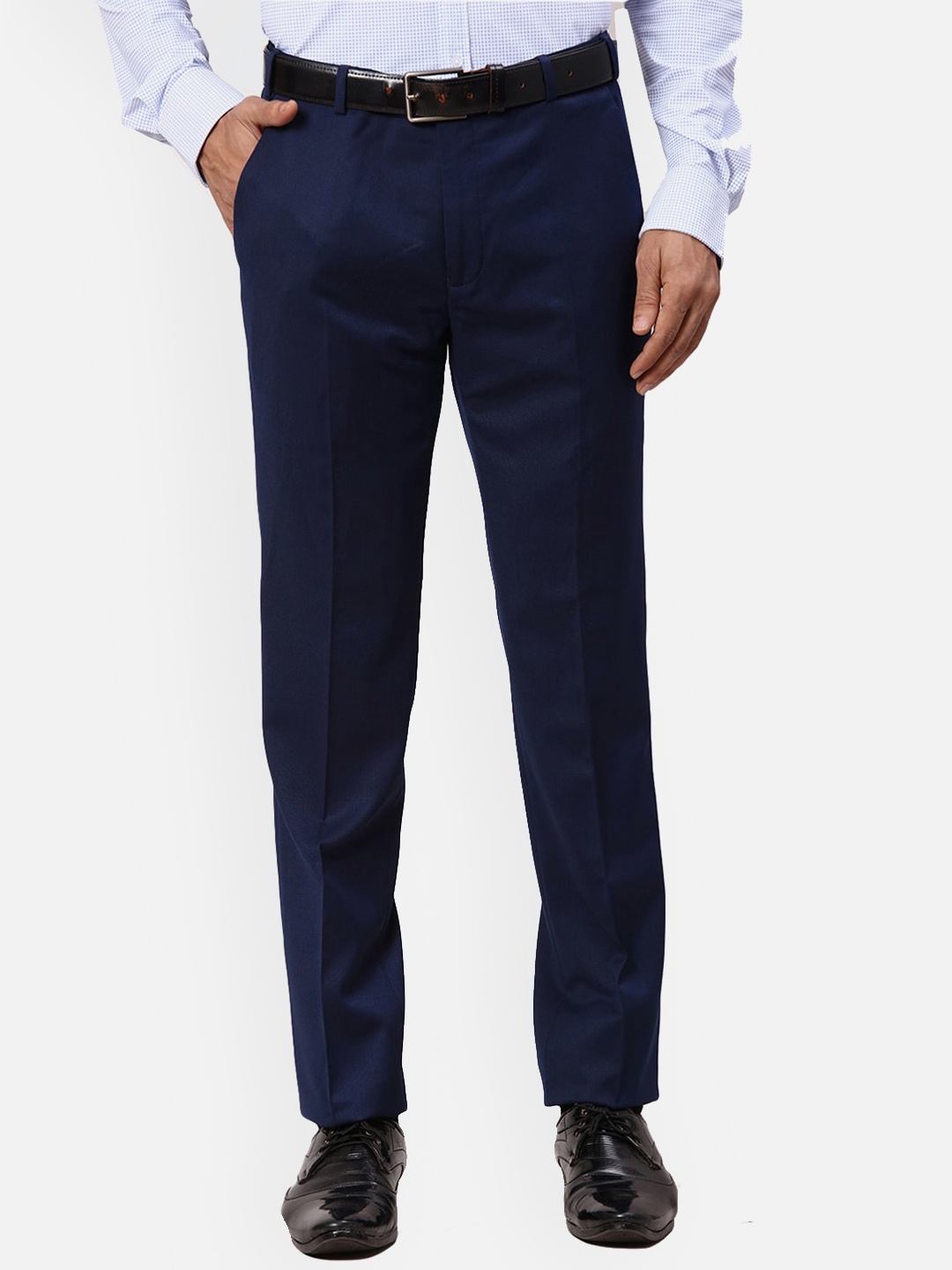 

Park Avenue Men Mid-Rise Slim Fit Formal Trousers, Blue