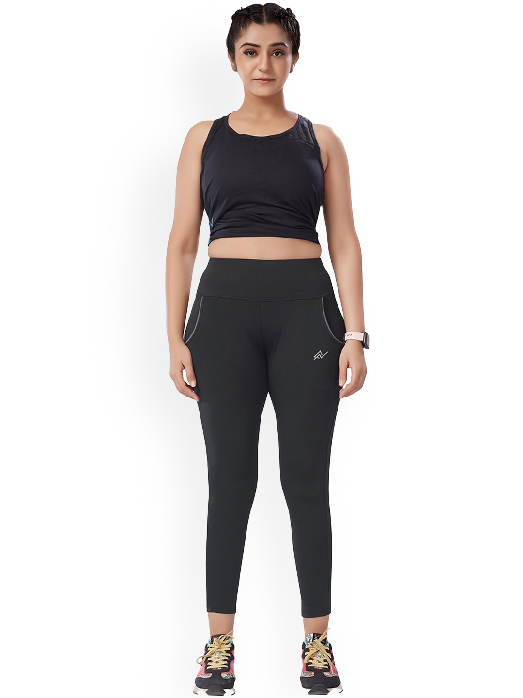 

Civamee Women Logo Printed Detail Slim Fit Yoga Track Pants, Black