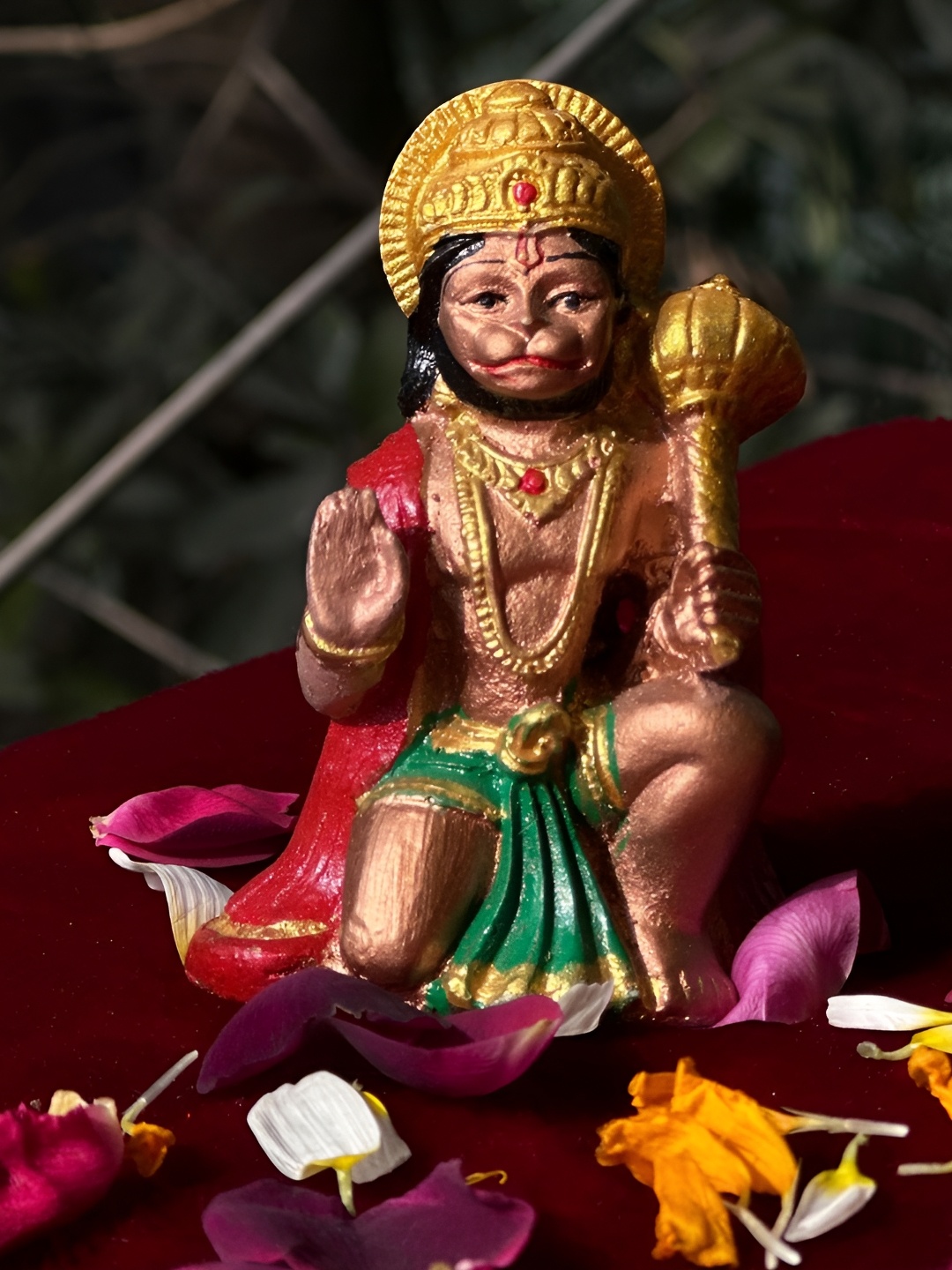 

Gallery99 Gold-Toned & Green Hanuman Ji Religious Idol Showpiece