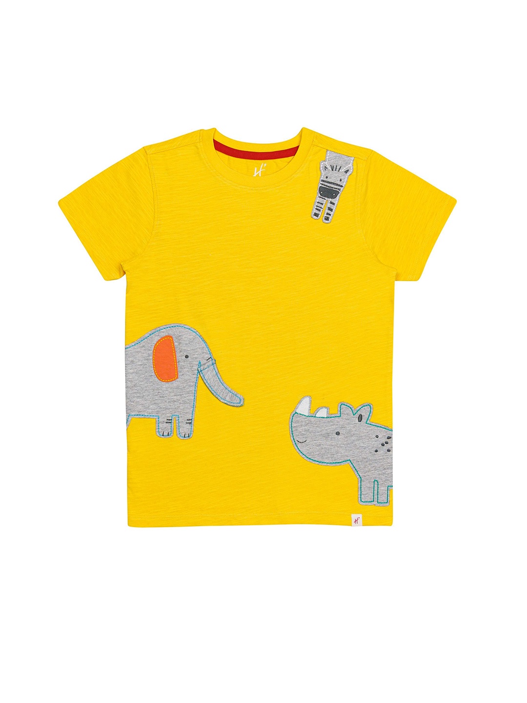

H By Hamleys Boys Printed Cotton Applique T-shirt, Yellow