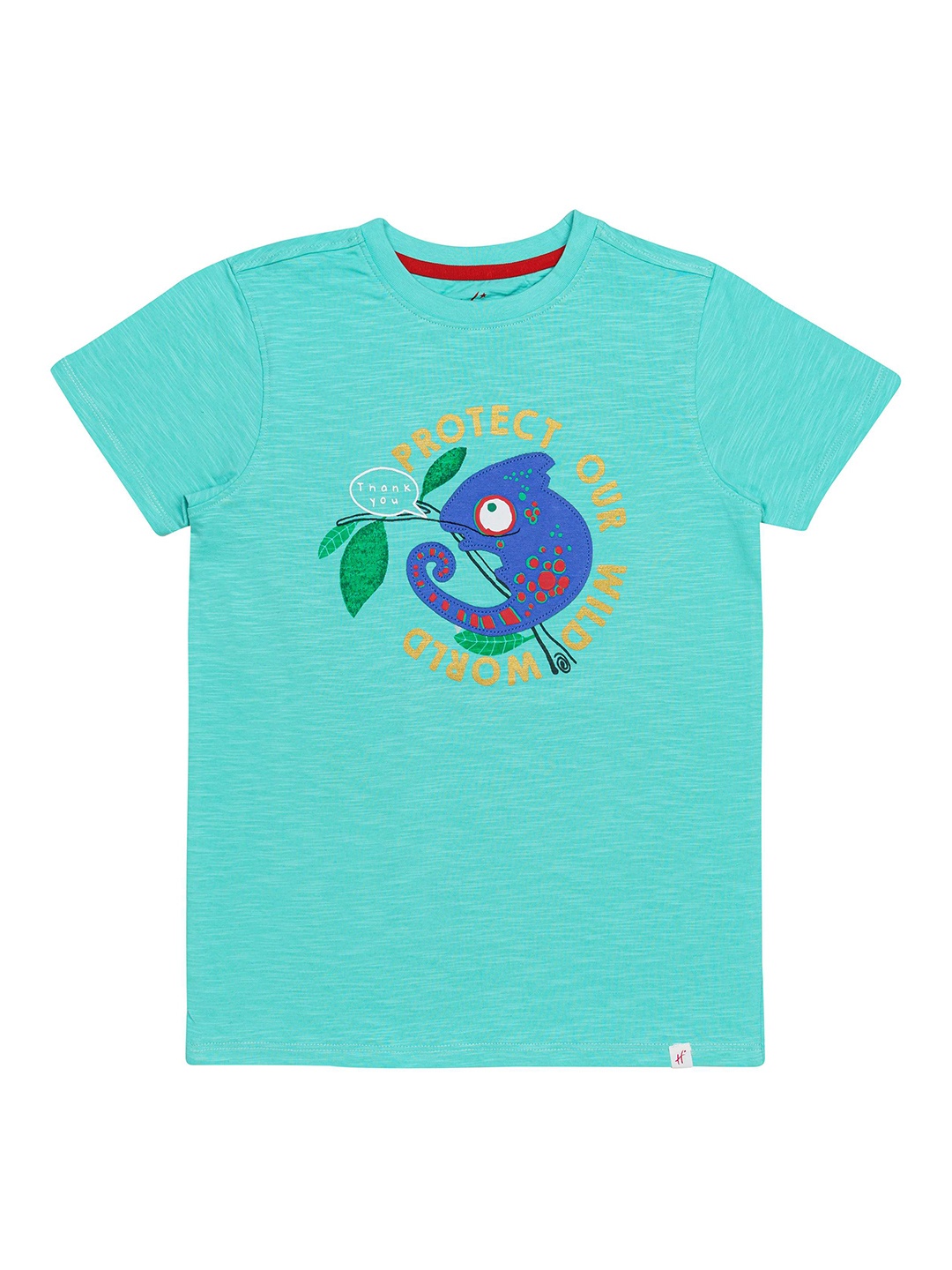 

H By Hamleys Boys Printed Cotton Applique T-shirt, Green