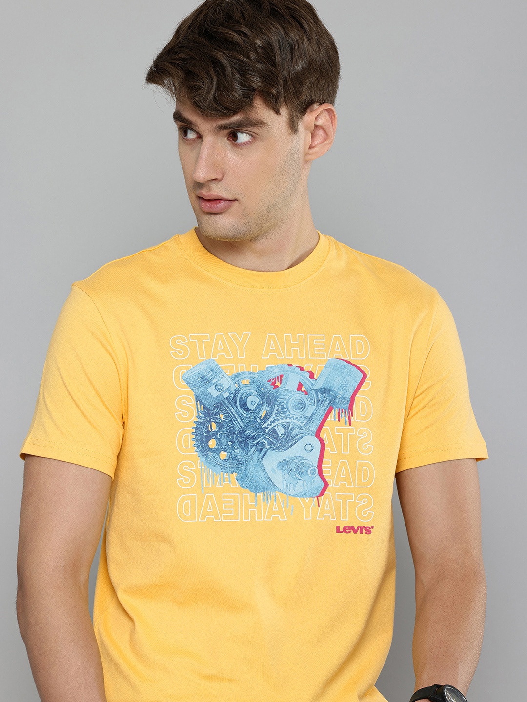 

Levis Printed Pure Cotton Slim Fit T-shirt, Yellow