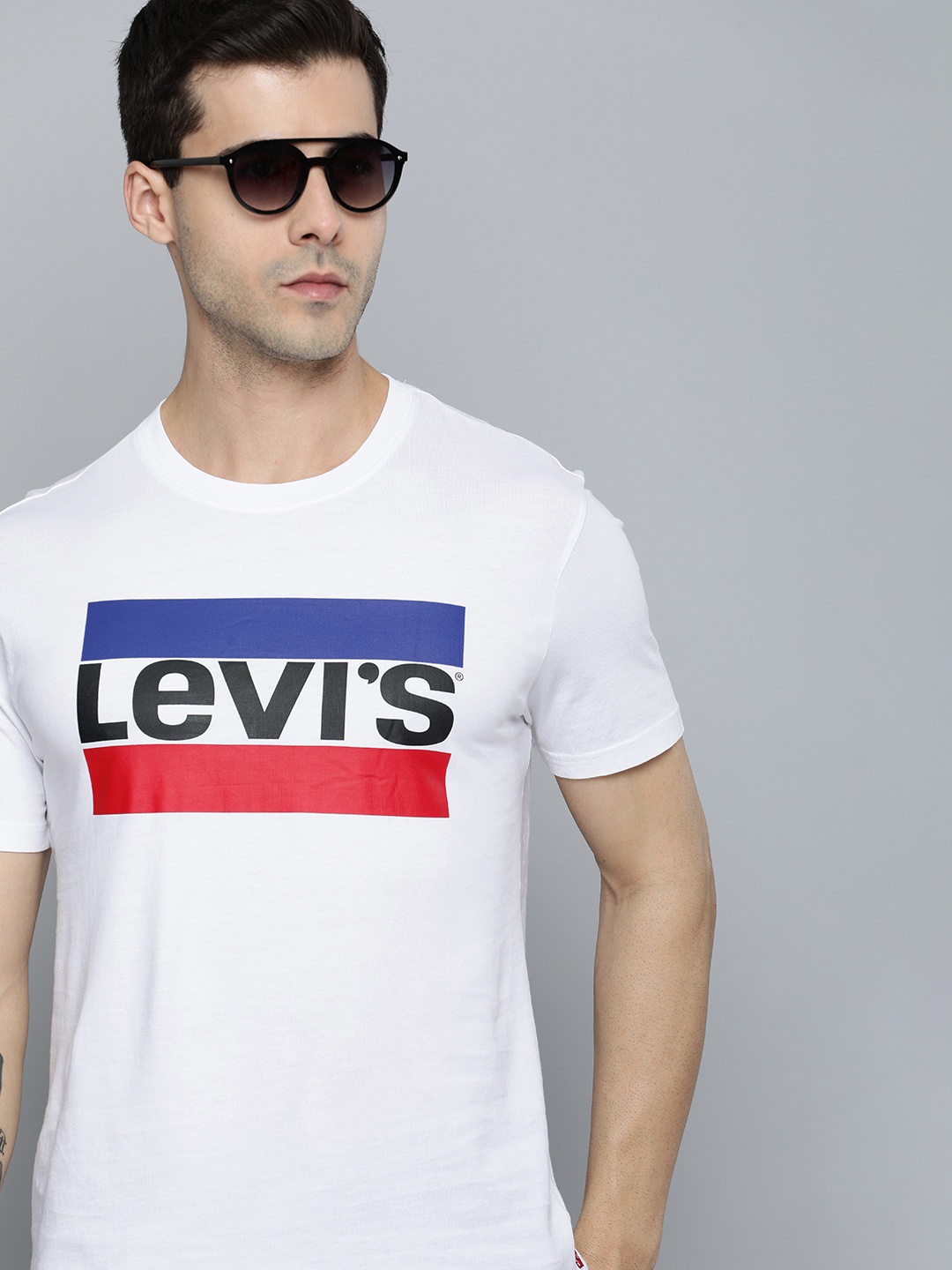 Levis Brand Logo Printed Pure Cotton Slim Fit T-shirt, White