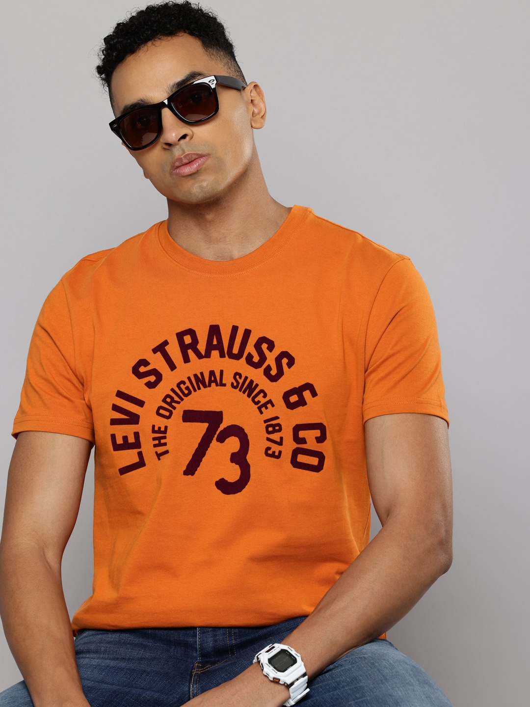 

Levis Pure Cotton Typography Printed Slim Fit T-shirt, Orange