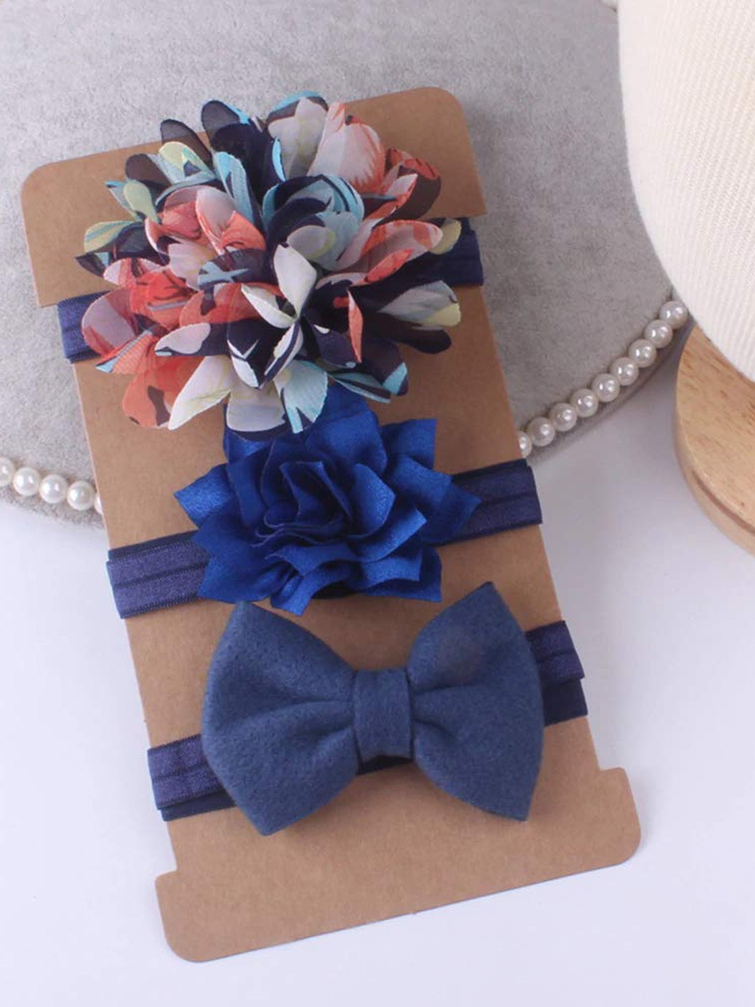 

SYGA Infant Girls Set Of 3 Flower Headband, Navy blue
