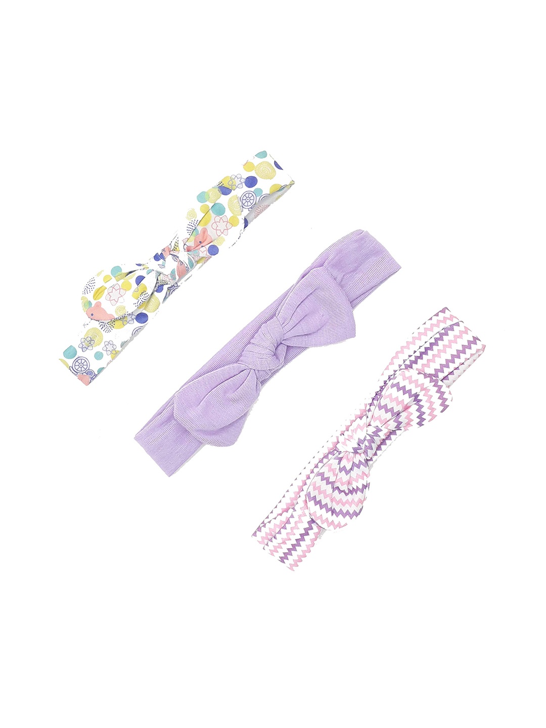 

SYGA Infant Pack Of 3 Printed Cotton Headbands, White