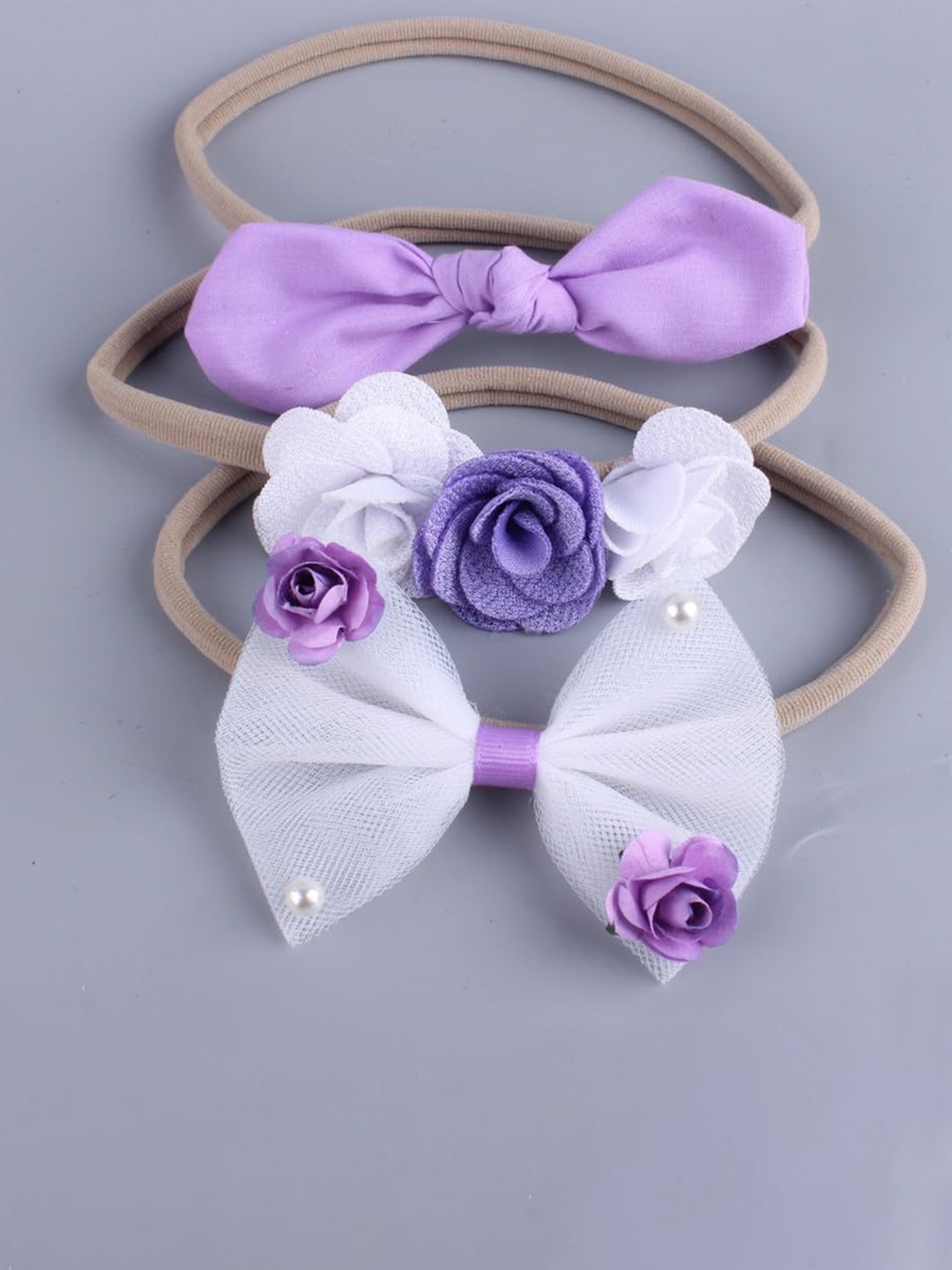 

SYGA Infant Set of 3 Cotton Rabbit Ear Headband, Purple
