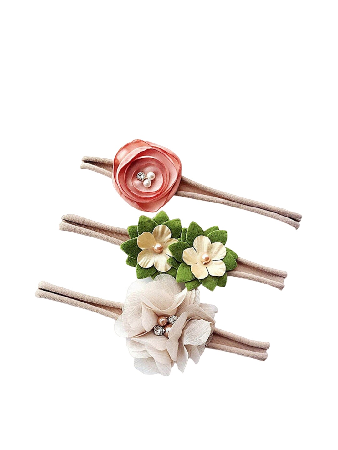

SYGA Infants Girls Pack of 3 Flower Cotton Headband, Brown