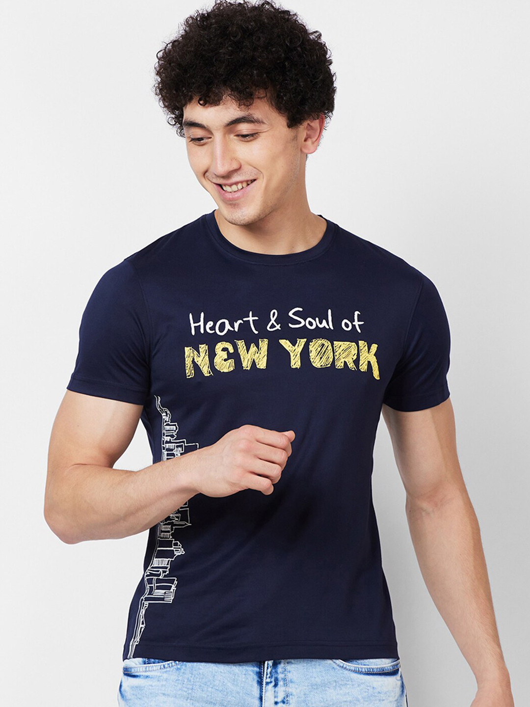 

Parx Typography Printed T-shirt, Blue