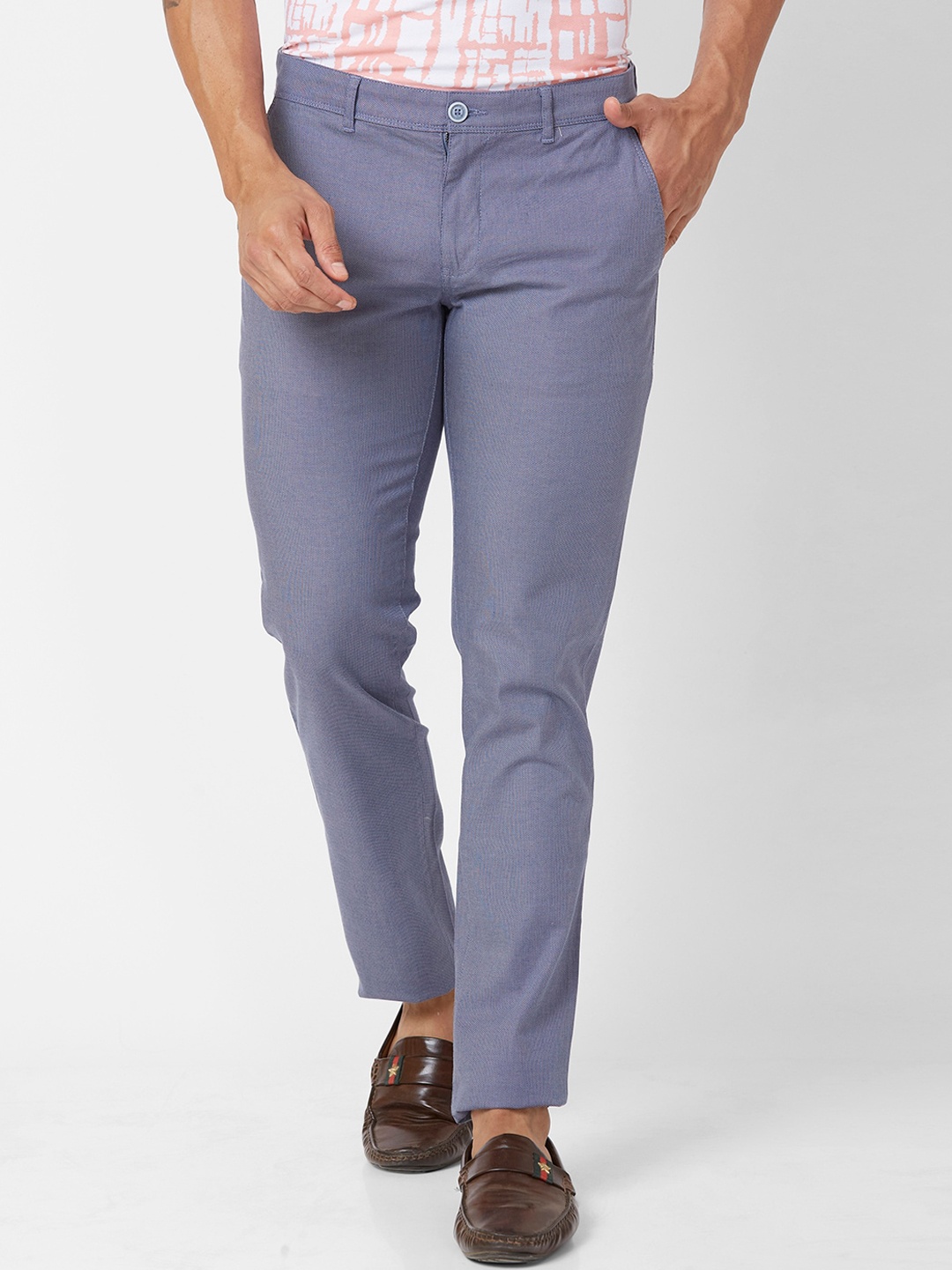 

Parx Men Slim Fit Cotton Regular Trousers, Blue
