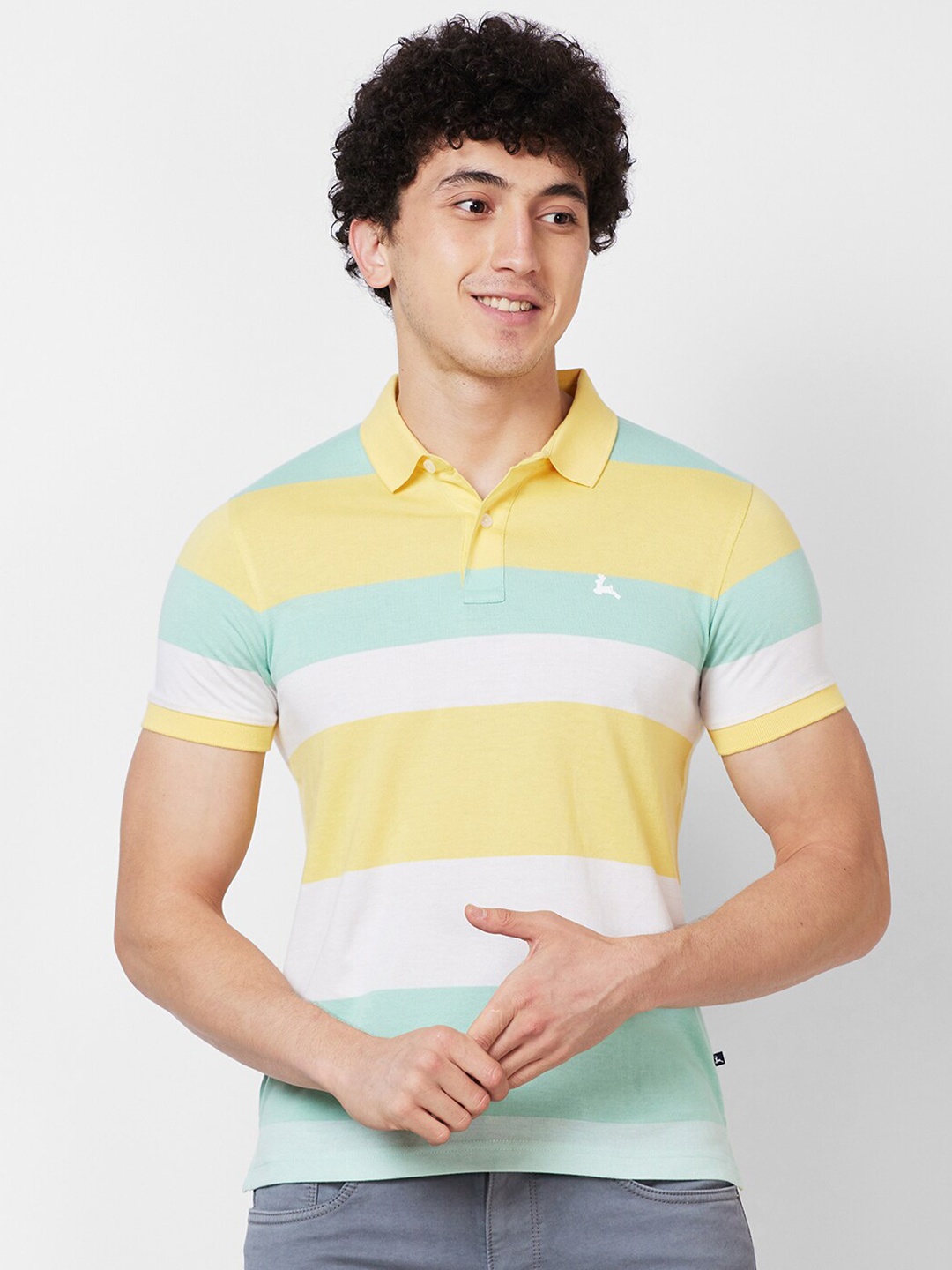 

Parx Striped Polo Collar Cotton T-shirt, Yellow