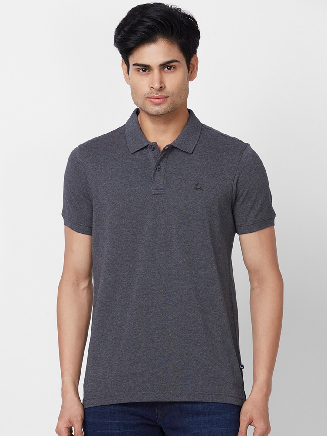 

Parx Polo Collar Cotton T-shirt, Grey
