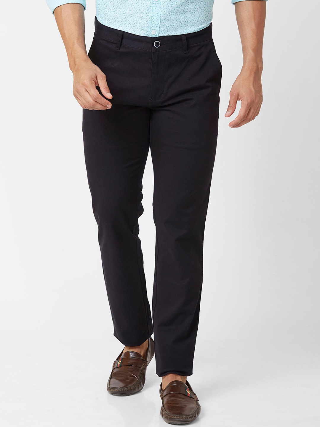 

Parx Men Mid-Rise Slim Fit Regular Trousers, Black