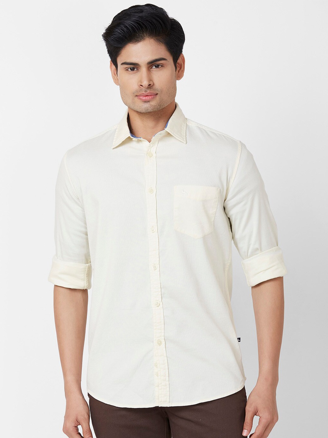 

Parx Slim Fit Cotton Casual Shirt, Beige