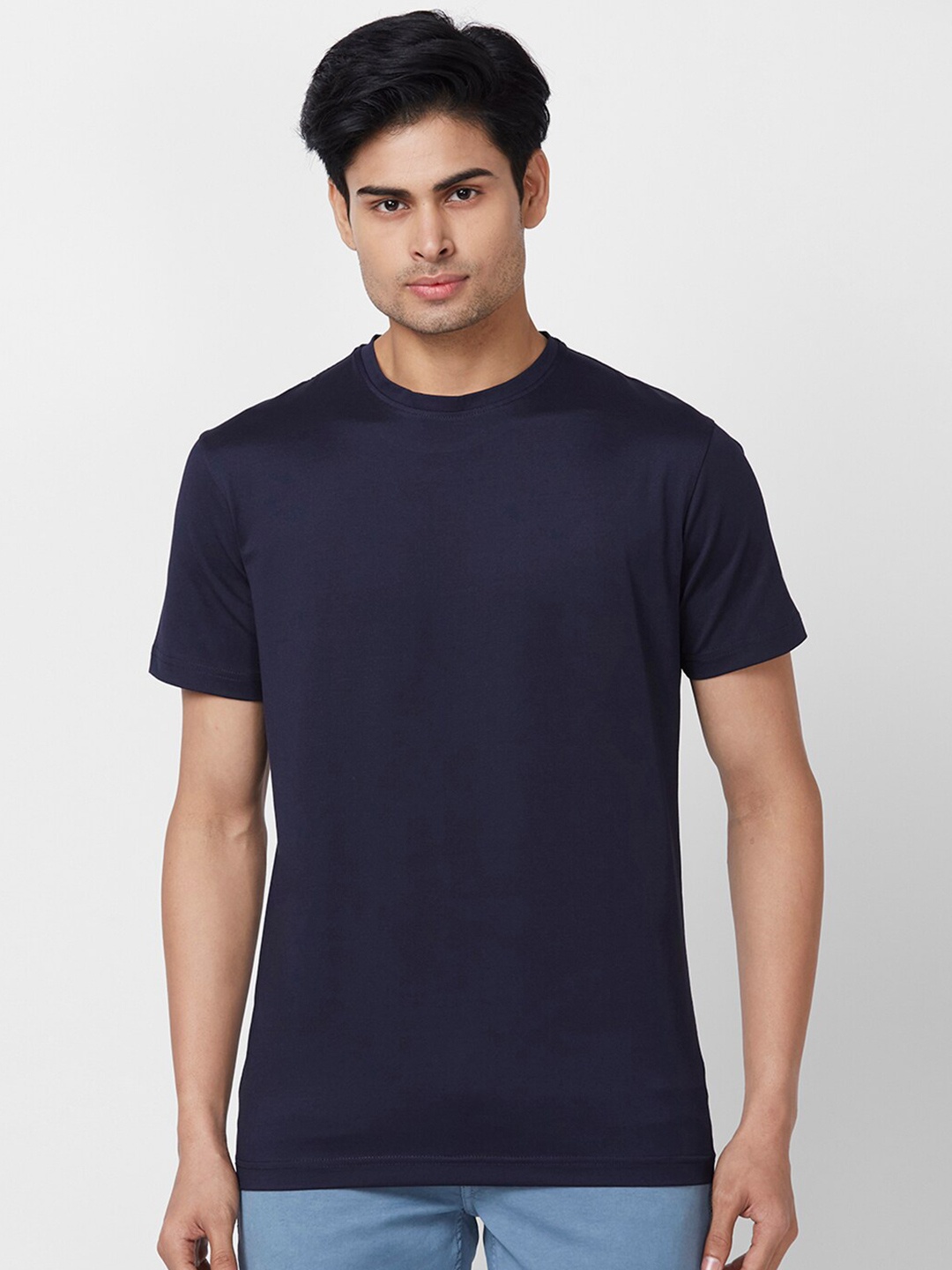 

Parx Round Neck Cotton T-shirt, Blue