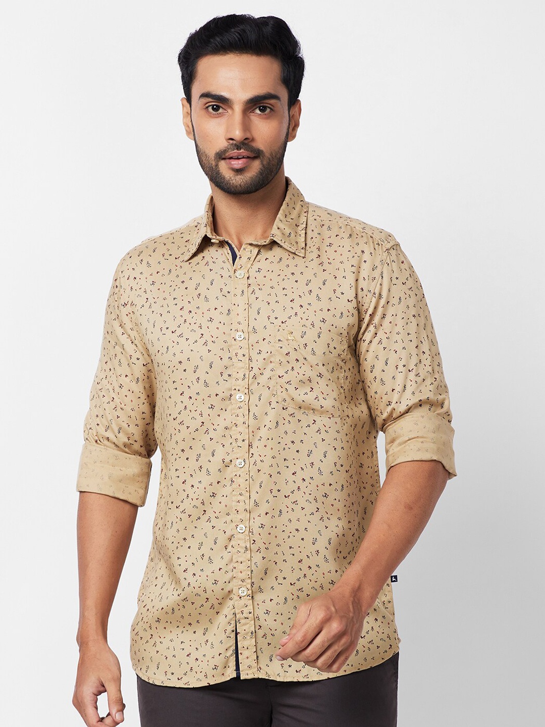 

Parx Slim Fit Floral Printed Casual Shirt, Beige