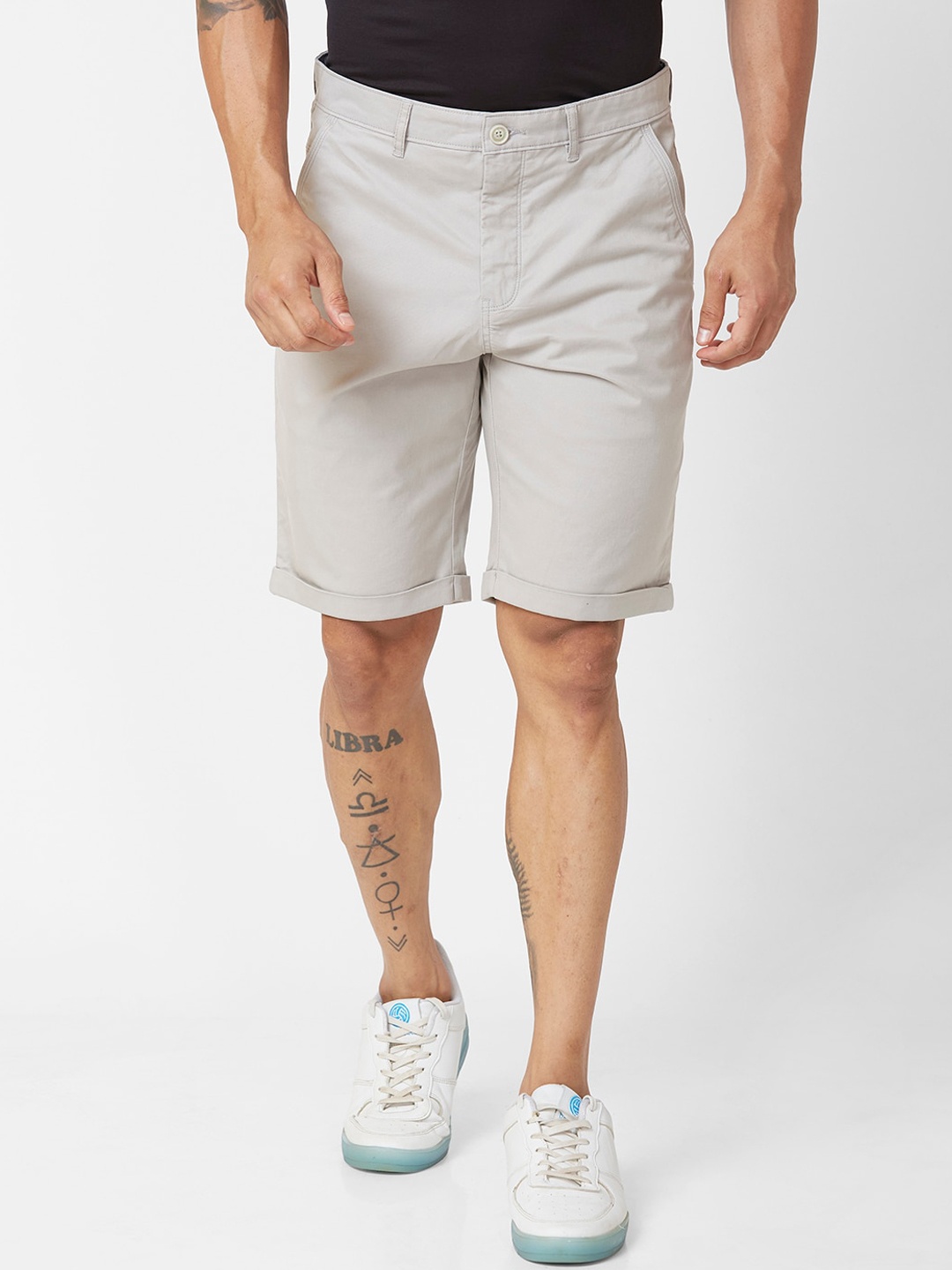 

Parx Men Mid-Rise Chino Shorts, Grey